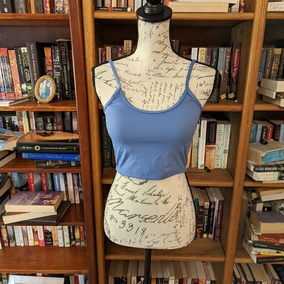 BLUE padded crop top sz xs euc - Picture 1 of 3